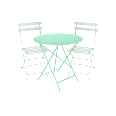 30" Bistro Table in Opaline and 2 Bistro Chairs in Ice Mint