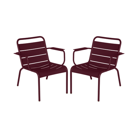 Set of 2 Outdoor Lounge Chairs - Black Cherry