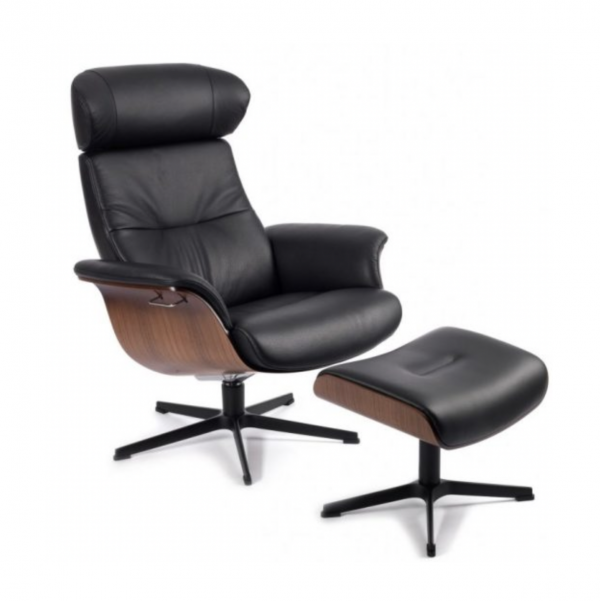 Timeout Leather Swivel Recliner & Footstool