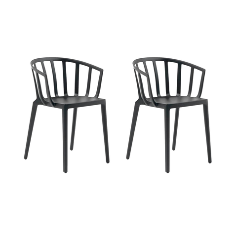 Set of 2 Kartell Venice Mat Black Chairs