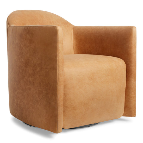 About Face Swivel Lounge Chair in Camel Leather #color_camel leather